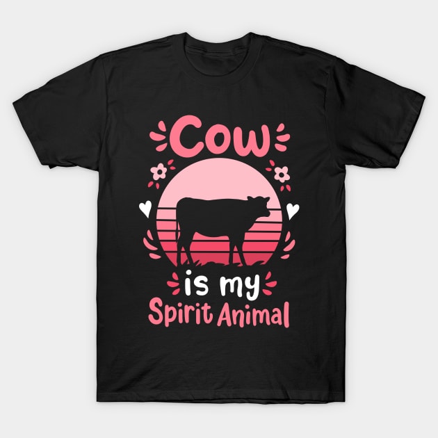 Cow Spirit Animal Retro T-Shirt by CreativeGiftShop